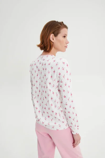 Růžovo-bílé dámské pyžamo se vzorovaným tričkem Vamp