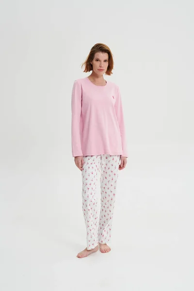 Světle růžové dámské pyžamo s dlouhým rukávem Vamp