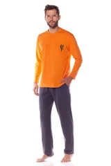 Pánské pyžamo Kamil oranžové s kaktusem L&L (oranžová)