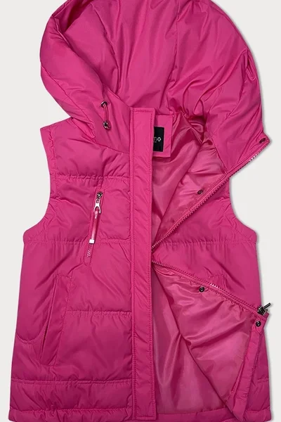 Tmavě růžová dámská prošívaná vesta s kapucí Miss TiTi