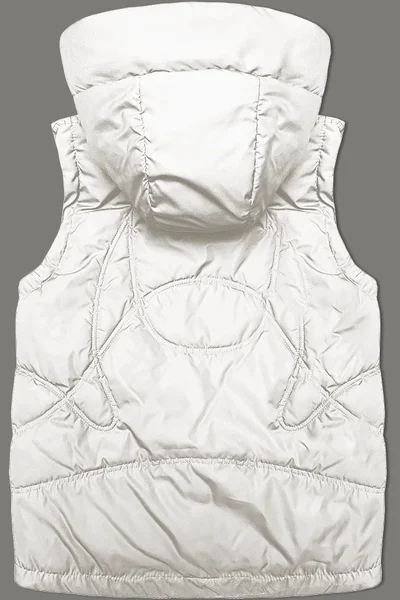 Bílá dámská prošívaná vesta s kapucí Miss TiTi