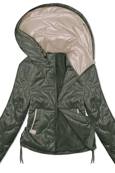 Khaki prošívaná dámská bunda s kapucí S'WEST
