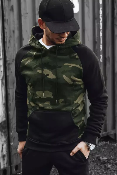 Módní pánská mikina army styl khaki Dstreet