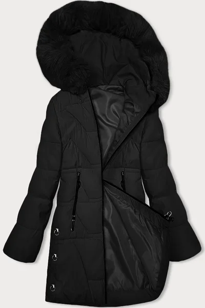 Dámský černý prošívaný kabát S'WEST