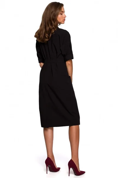Dámské Y155 Midi košilové dámské šaty s kapsami s aplikacemi Style