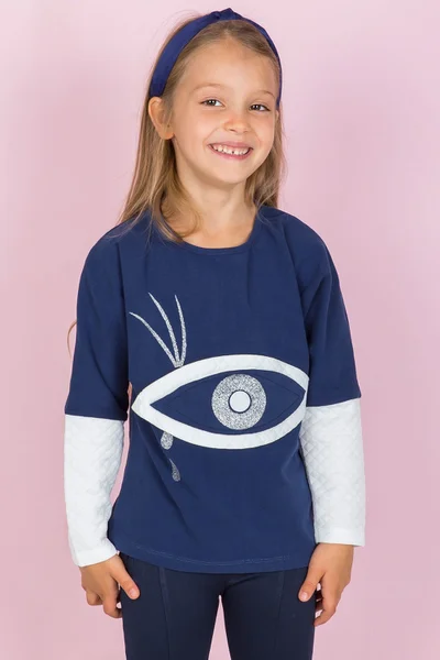 Tmavě modré dívčí tričko s okem FPrice