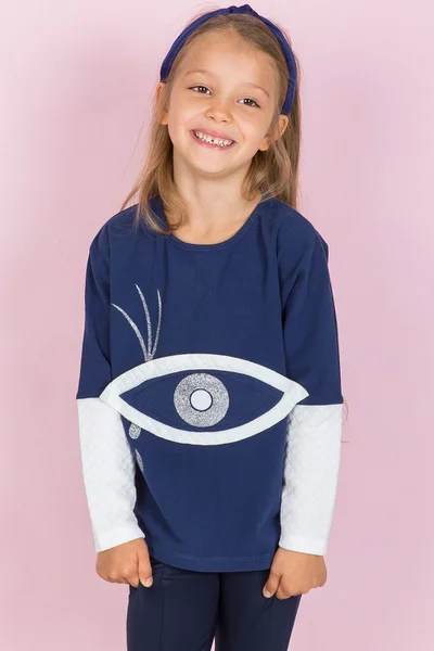 Tmavě modré dívčí tričko s okem FPrice