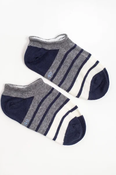 Šedé a tmavě modré pruhované krátké ponožky FPrice
