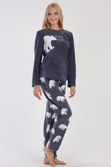 Grafitově šedé dámské pyžamo s medvědy Vienetta Secret