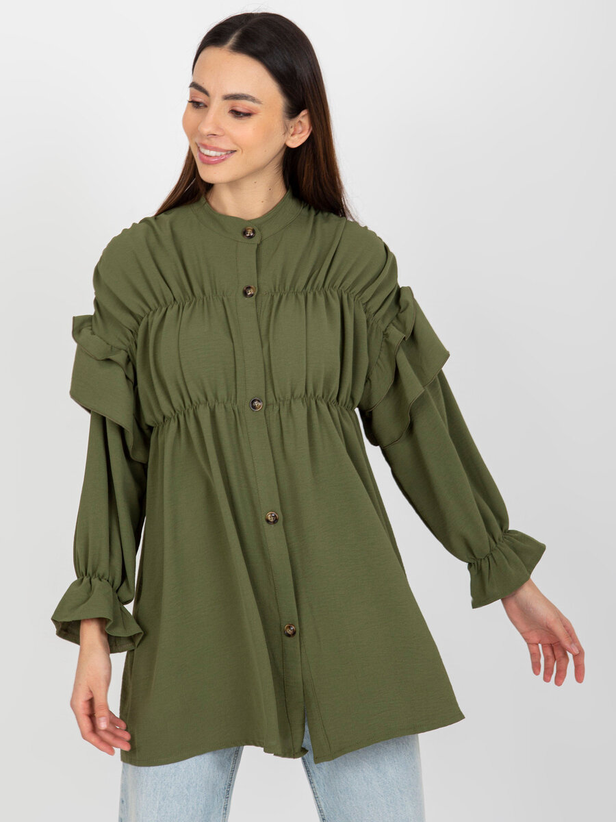 Oversize dámská khaki propínací halenka FPrice, XL i523_2016103341764