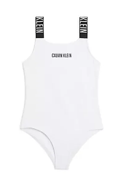 Bílé jednodílné plavky pro dívky Calvin Klein