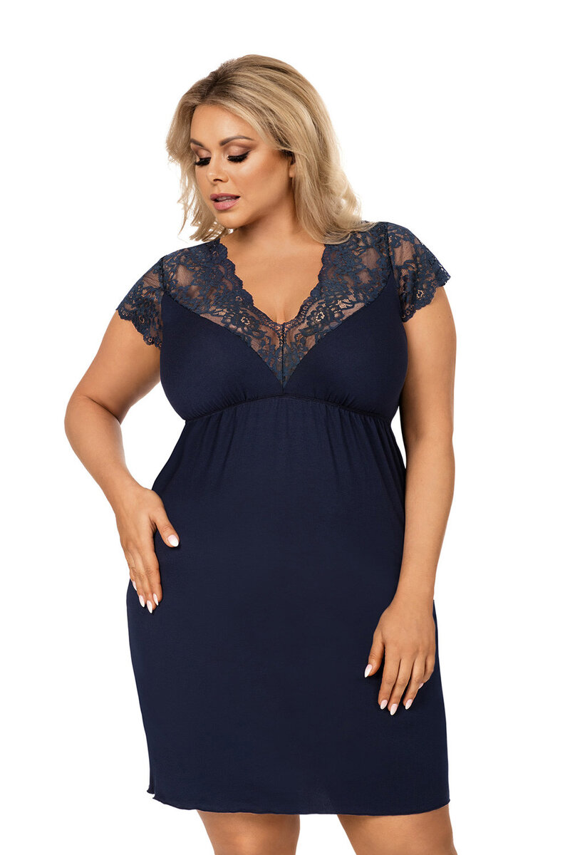 Plus size dámská noční košile s krajkovým dekoltem Donna, XXXXL i240_141565_2:XXXXL