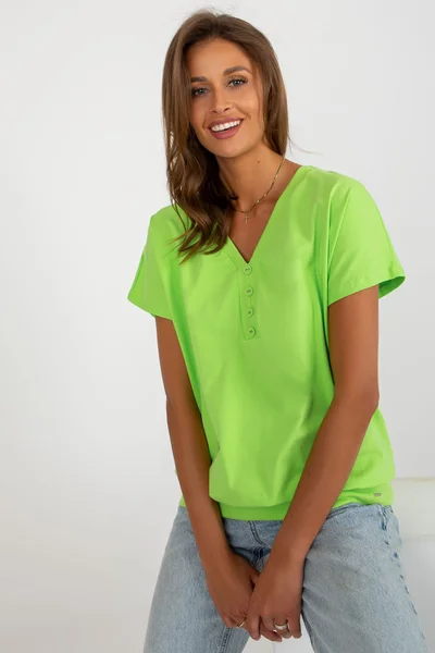 Neon zelené dámské tričko V-neck FPrice