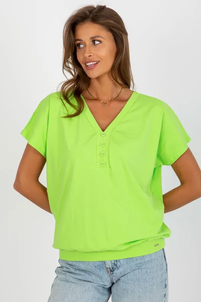 Neon zelené dámské tričko V-neck FPrice