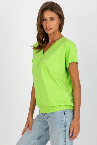 Neon zelené dámské tričko V-neck FPrice