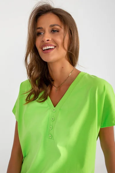 Neon zelené dámské tričko V-neck FPrice