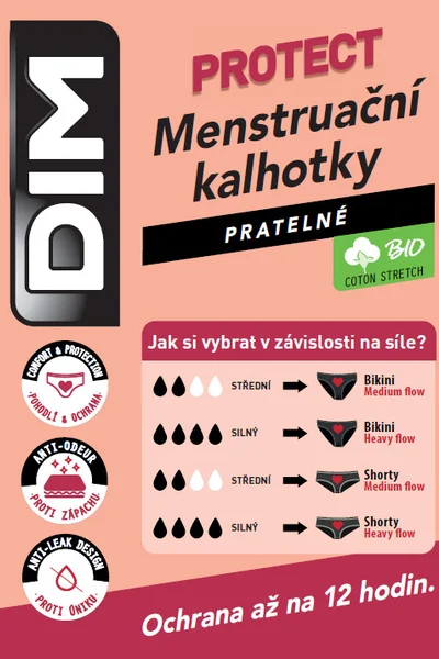 Noční i denní menstruační kalhotky DIM MENSTRUAL NIGHT SLIP - DIM -