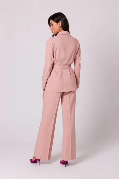 Pudrově růžové dámské sako na zavazování BeWear