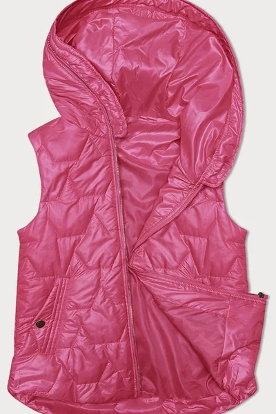 Růžová prošívaná dámská vesta s kapucí S'WEST