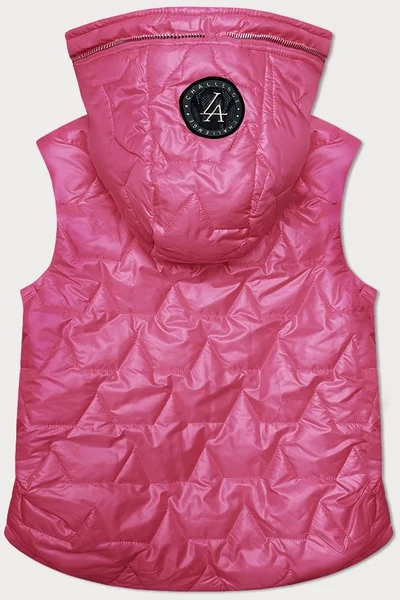 Růžová prošívaná dámská vesta s kapucí S'WEST