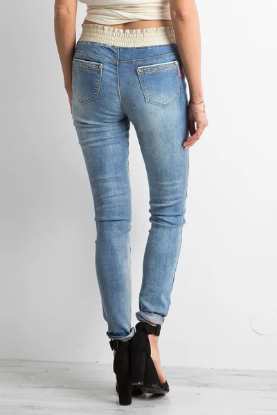 Dámské modré džíny z ekokože FPrice