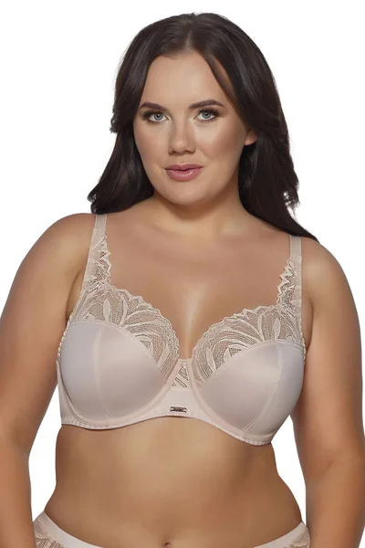 Světle béžová vyztužená dámská podprsenka plus size Ava