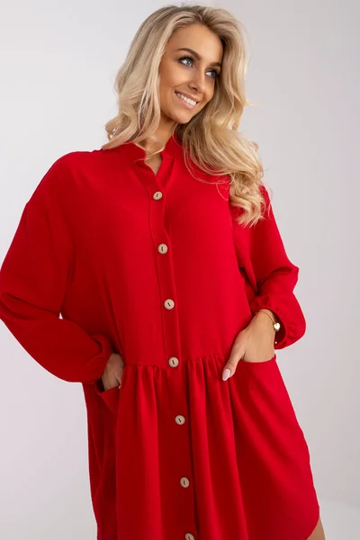 Červené košilové dámské mini šaty FPrice