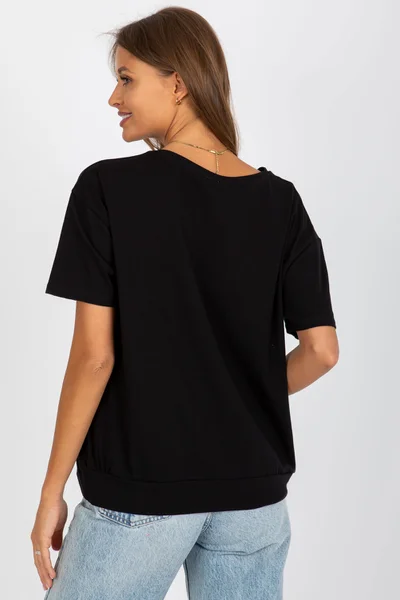 Dámské tričko v černé barvě rovný střih FPrice