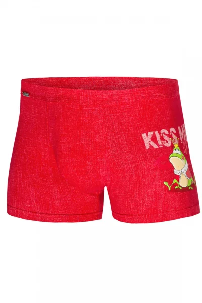 Pánské červené boxerky s barevným potiskem Cornette