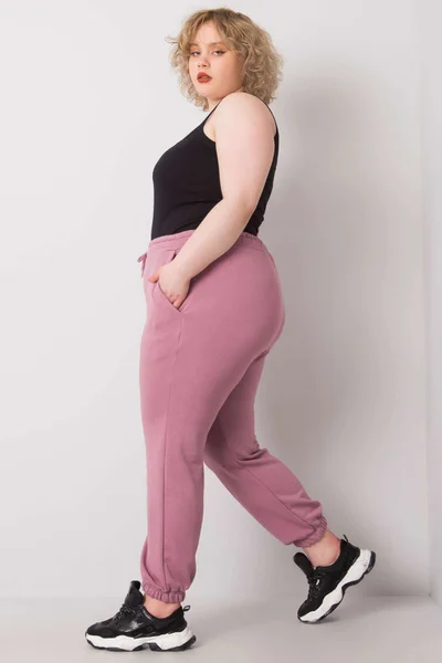 Růžové růžové dámské tepláky Plus Size FPrice