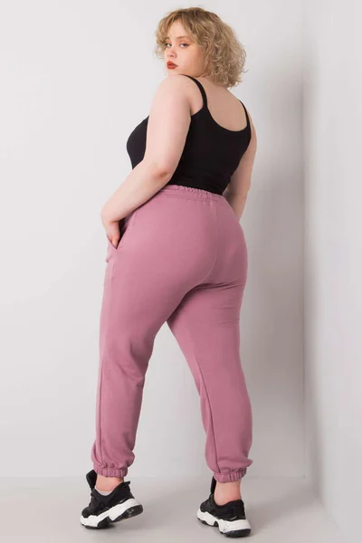 Růžové růžové dámské tepláky Plus Size FPrice