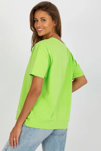 Výrazné světle zelené dámské tričko s kulatým výstřihem FPrice