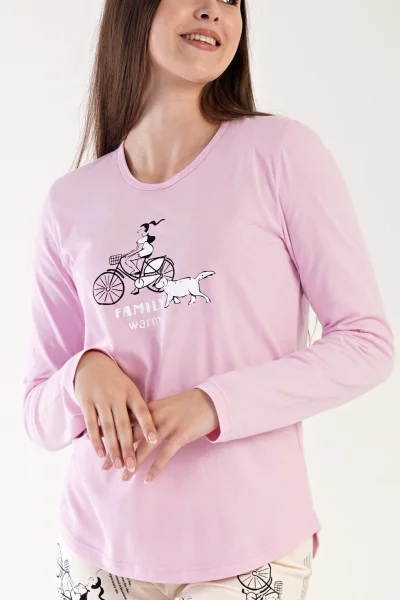 Dámské pastelové pyžamo s potiskem Cyklistka Vienetta Secret