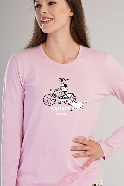 Dámské pastelové pyžamo s potiskem Cyklistka Vienetta Secret