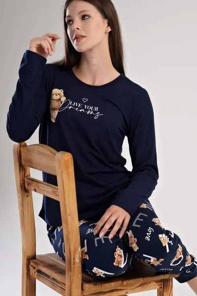 Krásné bavlněné dámské pyžamo s medvídky Vienetta Secret