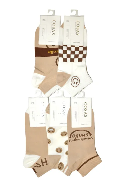 Béžové žebrované dámské ponožky WiK mix barev
