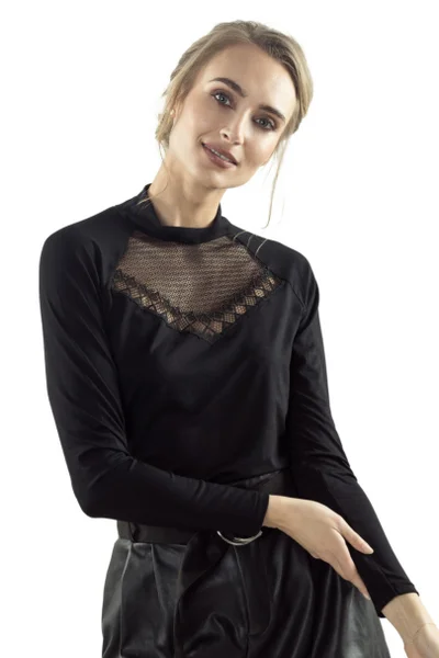 Elegantní dámské černé tričko se stojáčkem Eldar