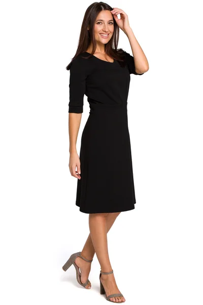 Klasické dámské černé šaty s 3/4 rukávem STYLOVE