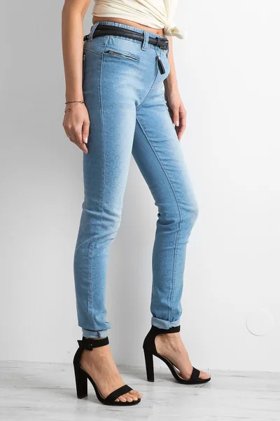 Modré dámské džíny s malými vzory FPrice