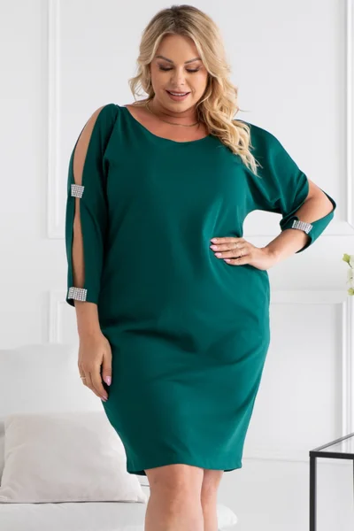 Elegantní dámské zelené plus size šaty Karko