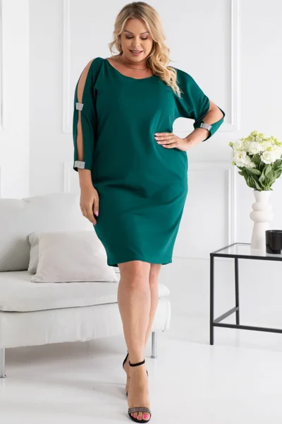 Elegantní dámské zelené plus size šaty Karko