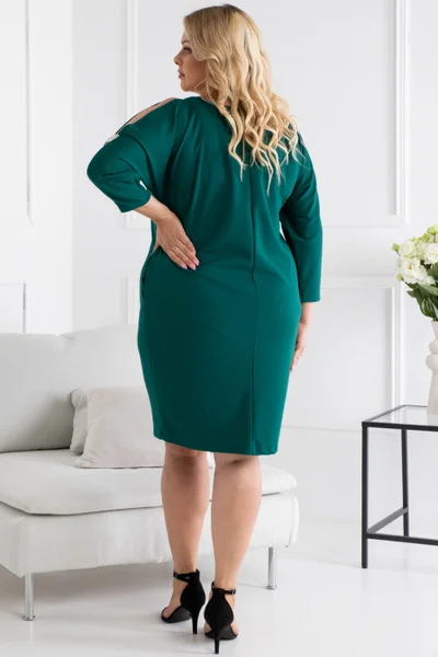 Elegantní dámské zelené plus size šaty Karko