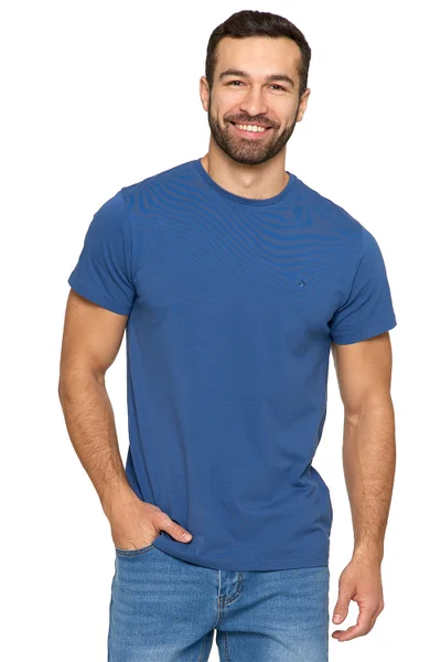 Modré pánské tričko s krátkým rukávem Moraj