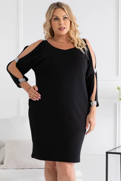 Dámské společenské černé mini šaty Karko plus size