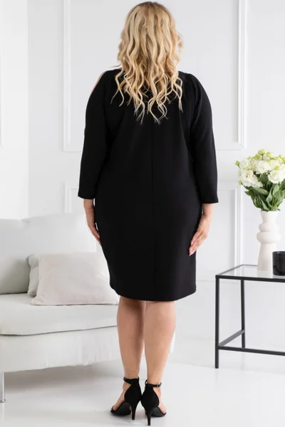 Dámské společenské černé mini šaty Karko plus size