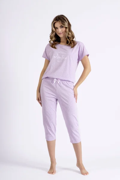 Lila dámské pyžamo s capri kalhotami LEVEZA