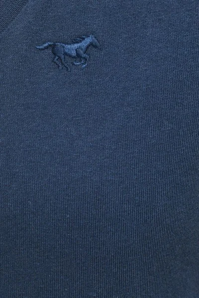 Jednoduché bavlněné dámské tričko V-neck Mustang modré