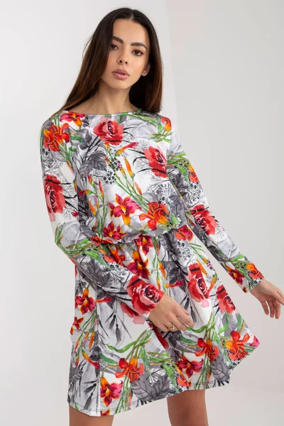 Šedé květinové šaty s rozšířenou sukní FPrice