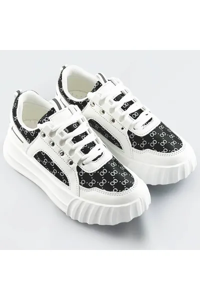 Bílo-černé dámské sportovní boty s ozdobným vzorem UE629 Mix Feel (Bílá)