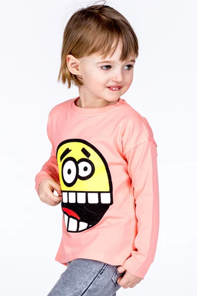 Lososové dívčí tričko se smajlíkem FPrice
